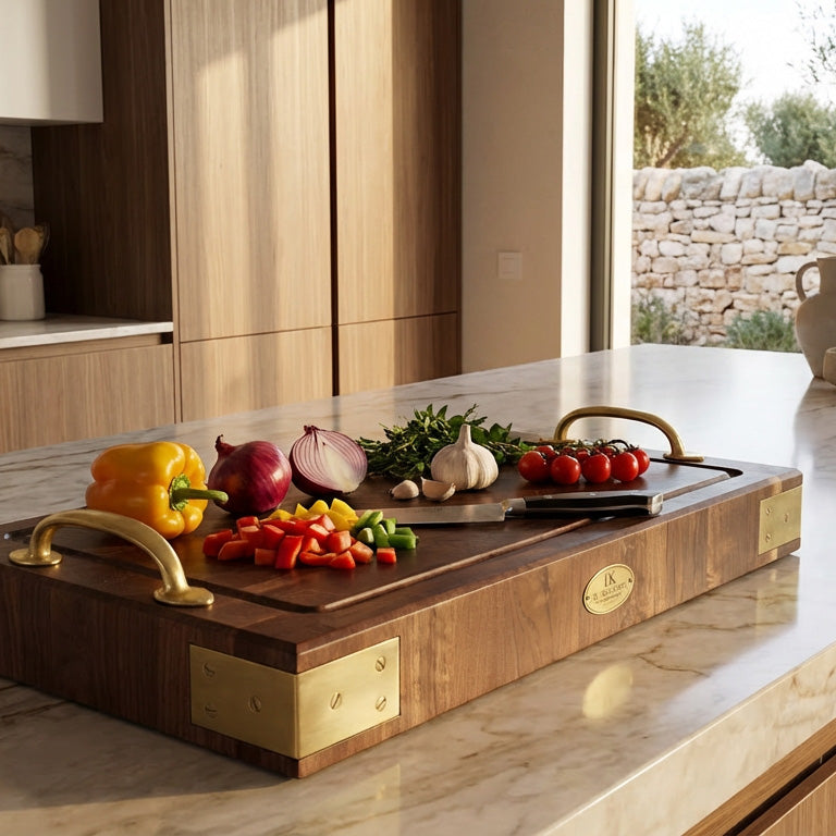 BOARDS End Grain cutting board — Walnut & Brushed Brass